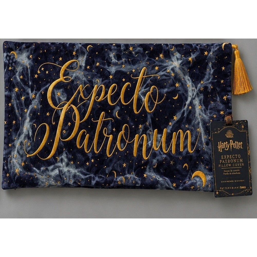 Pottery Barn Teen Harry Potter ExpectoPatronum 12x24 Lumbar Pillow Blue Gold